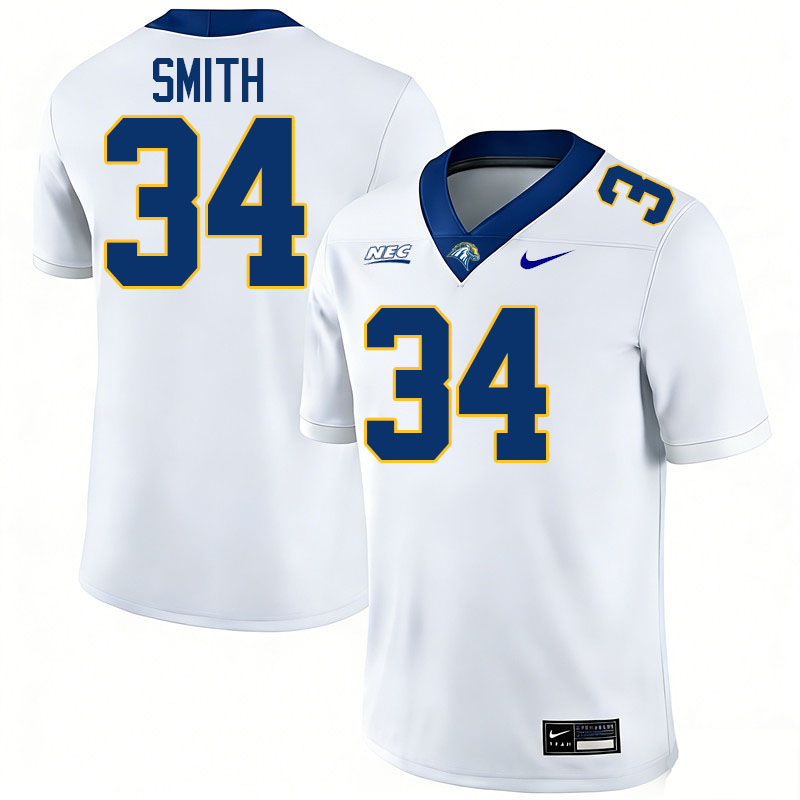 New Haven Chargers #34 Jalen Smith College Football Jerseys,Uniforms Stitched-White
